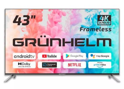 Телевізор 43, Google Android TV 11.0 - 43U700-GA11V T2 SMART TV, UHD, M8X, voice RC (GRUNHELM) 120844 фото