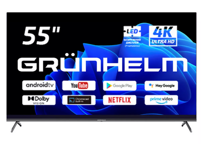 Телевізор 55, Google Android TV 11.0 - Q55U701-GA11V T2 SMART TV, UHD, M8Q, voice RC (GRUNHELM) 126566 фото