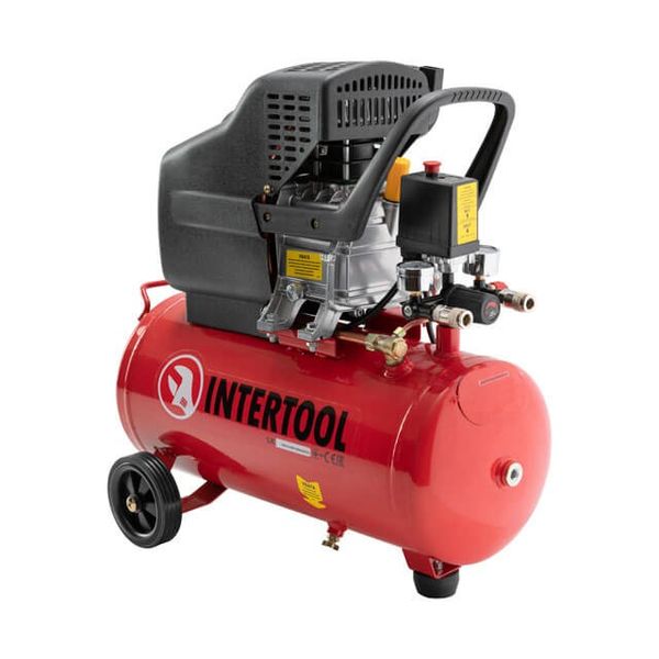 Компресор 24 л, 1.5 кВт, 220 В, 8 aтм, 206 л/хв. INTERTOOL PT-0009 5071 фото