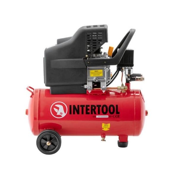 Компрессор 24 л, 1.5 кВт, 220 В, 8 атм, 206 л/мин. INTERTOOL PT-0009 5071 фото