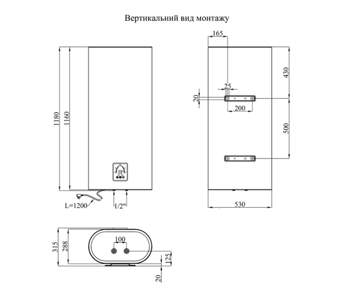 Водонагреватель Kroner Flacher K100F2-D с сухим ТЭНом 031152 фото